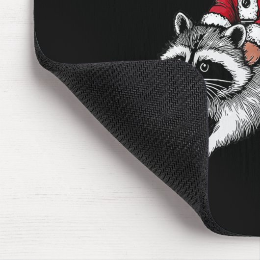 Santa Cat Riding A Raccoon Christmas Men Women Kid Muismat (Hoek)