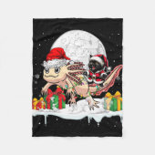 Santa Cat Riding Axolotl Kerstman Eigenaar Kinder  Fleece Deken (Voorkant)