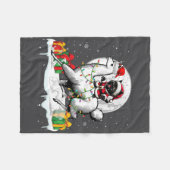 Santa Cat Riding Llama Kerstman Eigenaar Kinder fa Fleece Deken (Voorkant (Horizontaal))