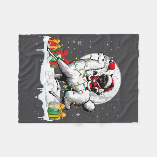 Santa Cat Riding Llama Kerstman Eigenaar Kinder fa Fleece Deken (Voorkant (Horizontaal))