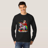 Santa Cat Riding Unicorn Kerstkerstkerstkerstkerst T-shirt (Voorkant volledig)