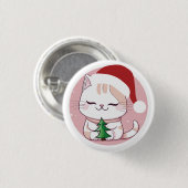Santa Cat Ronde Button 3,2 Cm (Voorkant /achterkant)