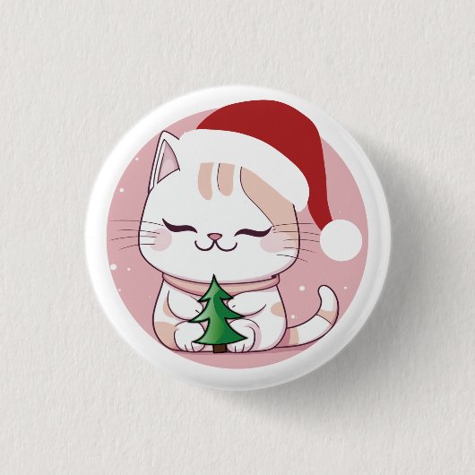 Santa Cat Ronde Button 3,2 Cm (Voorkant)