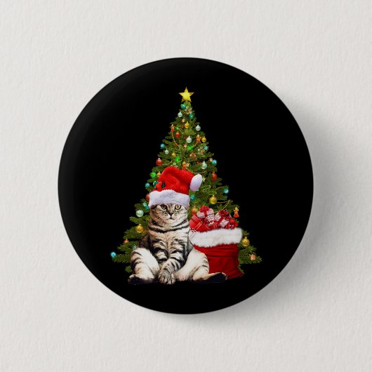 Santa Cat Ronde Button 5,7 Cm (Voorkant)