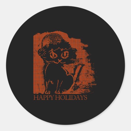 Santa Cat Ronde Sticker (Voorkant)