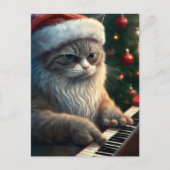 Santa Cat speelt piano Briefkaart (Voorkant)