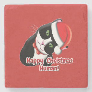 Santa Cat Stenen Onderzetter