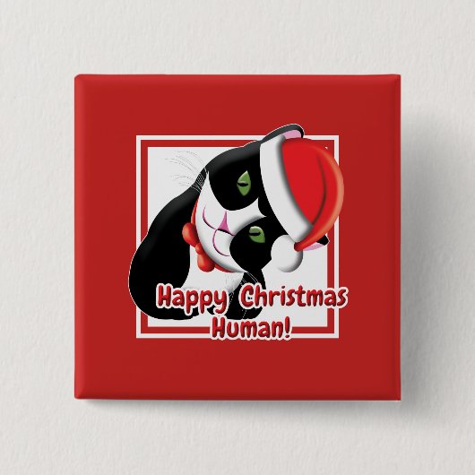 Santa Cat Vierkante Button 5,1 Cm (Voorkant)