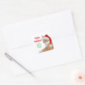 Santa Cat Vierkante Sticker (Envelop)