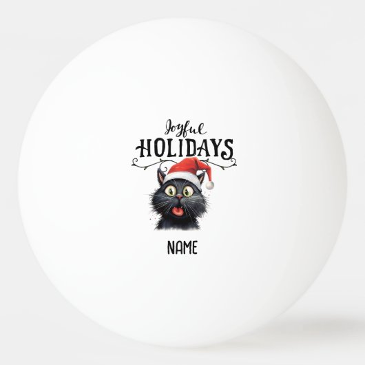 Santa Cat voor Kerstmis Tafeltennis naar speler Pingpongbal (Voorkant)