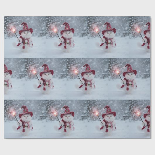 Santa Cat Wrapping Paper Cadeaupapier (Vlak)