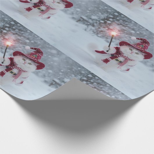 Santa Cat Wrapping Paper Cadeaupapier (Hoek)