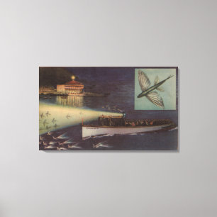 Santa Catalina Island, CA Casino, Vliegende vis Canvas Afdruk