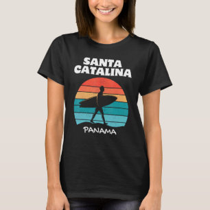 SANTA CATALINA PANAMA Surfen Retro Zonsondergang S T-shirt