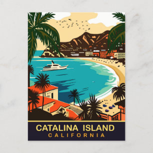 Santa Catalina, Strand, CA, Reizen Briefkaart