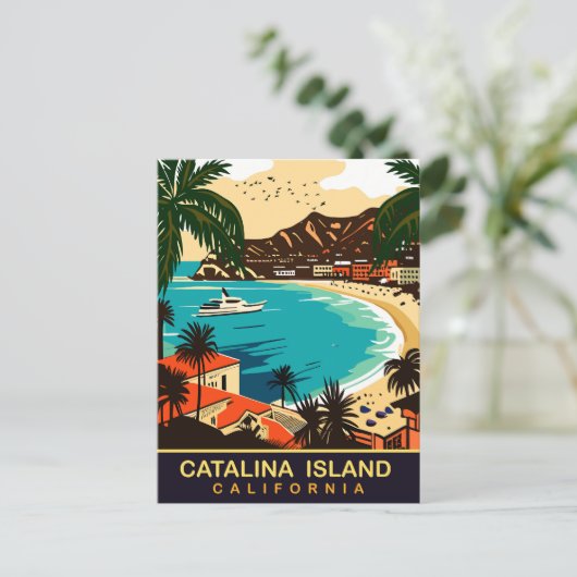 Santa Catalina, Strand, CA, Reizen Briefkaart (Staand voorkant)