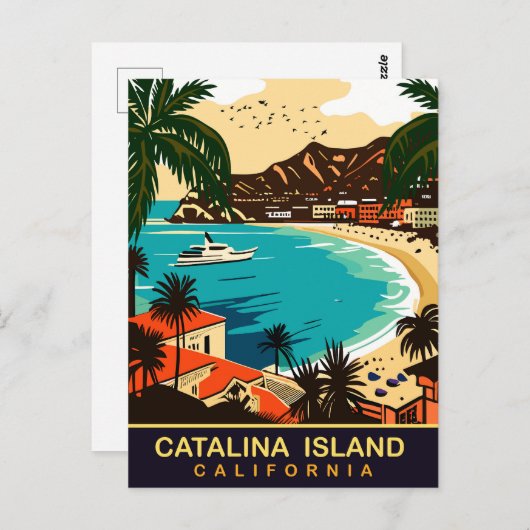 Santa Catalina, Strand, CA, Reizen Briefkaart (Voorkant / Achterkant)