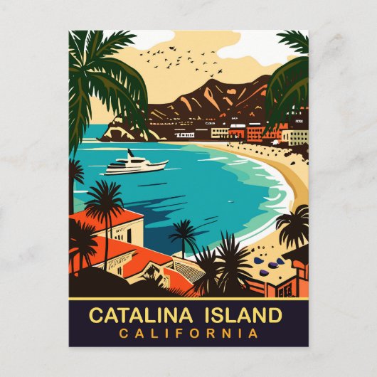 Santa Catalina, Strand, CA, Reizen Briefkaart (Voorkant)