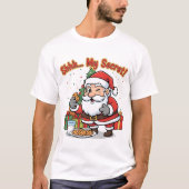 Santa Caught Stealing Cookies Funny Cartoon  T-shirt (Voorkant)