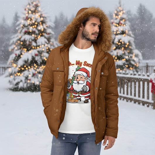 Santa Caught Stealing Cookies Funny Cartoon  T-shirt