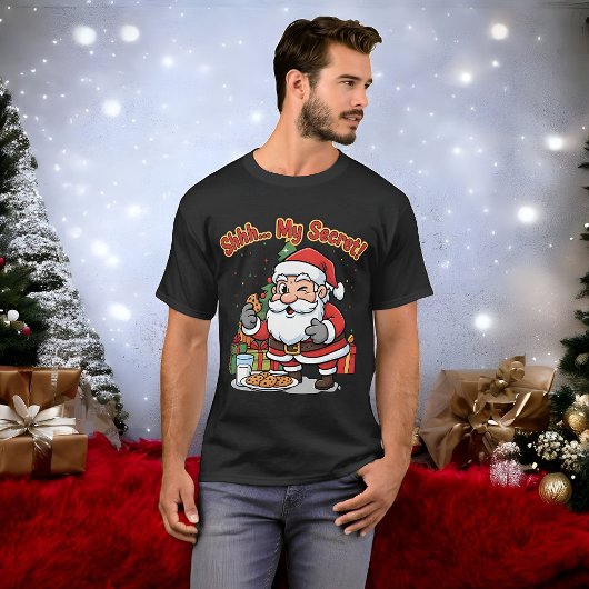 Santa Caught Stealing Cookies Funny Cartoon  T-shirt