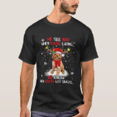 Santa Cavoodle Reindeer Light met kerstmis Pajama T-shirt (Voorkant)
