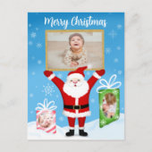 Santa Celebrating Merry Kerstmis 3 Foto Feestdagenkaart (Voorkant)