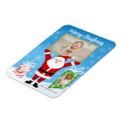 Santa Celebrating Merry Kerstmis 3 Foto Magneet (Linkerzijde)