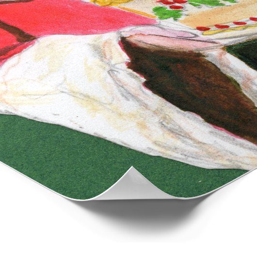 Santa Celebration Green Background Poster (Hoek)