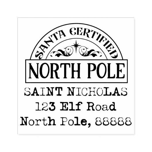 Santa Certified North Pole Adresstempel Rubberstempel (Afrduk)