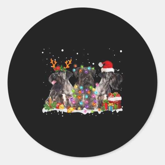 Santa Cesky Terrier Dog Gorgeous Reindeer Christma Ronde Sticker (Voorkant)