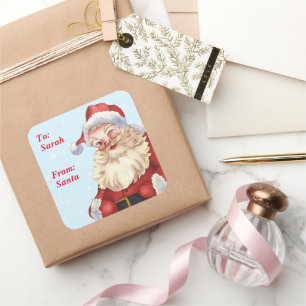 Santa Cft aan van Waterverf Vierkante Sticker