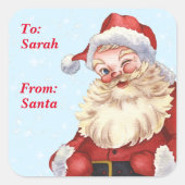 Santa Cft aan van Waterverf Vierkante Sticker (Voorkant)