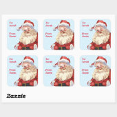 Santa Cft aan van Waterverf Vierkante Sticker (Vel)