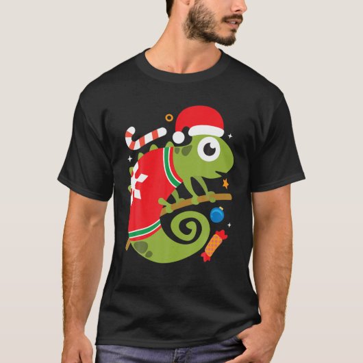 Santa Chameleon Funny Cool kerstcadeau T-shirt (Voorkant)