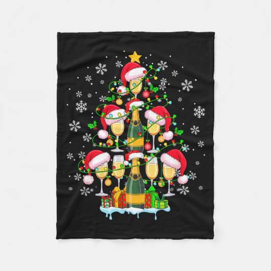 Santa Champagnes als Kerstboom bijpassende drank Fleece Deken (Voorkant)