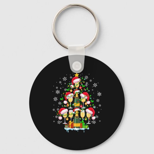 Santa Champagnes As Christmas Tree Matching Drinke Sleutelhanger (Voorkant)