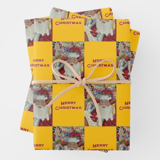 Santa Checking It Twice Merry Christmas Gold Inpakpapier Vel (In situ)