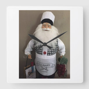 SANTA CHEF CHRISTMAS/DECEMBER HOLIDAY CLOCK VIERKANTE KLOK