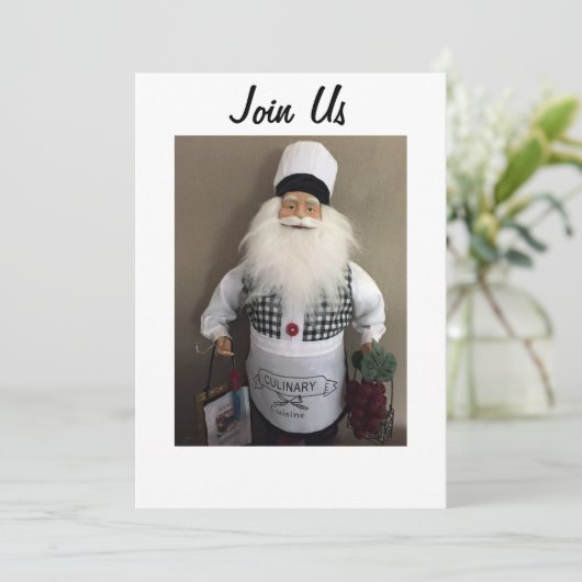 SANTA CHEF VERZOEKT ALLEMAAL UW CHRISMAS GATHERING KAART (Staand voorkant)