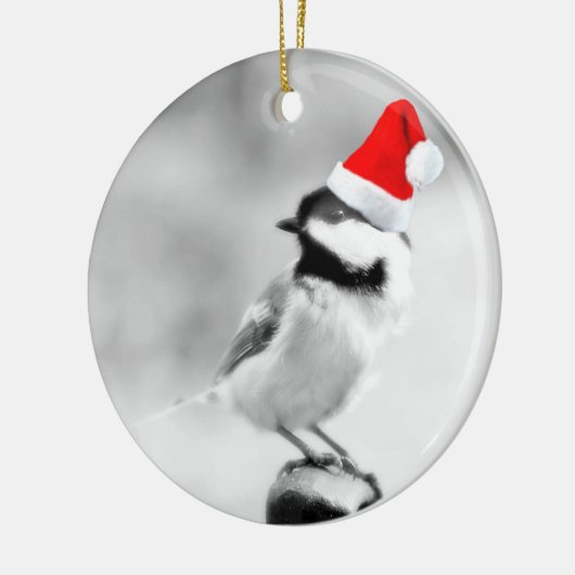 santa chickadee keramisch ornament (Links)