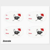 Santa Chicken Christmas Gift Tag Stickers (Vel)