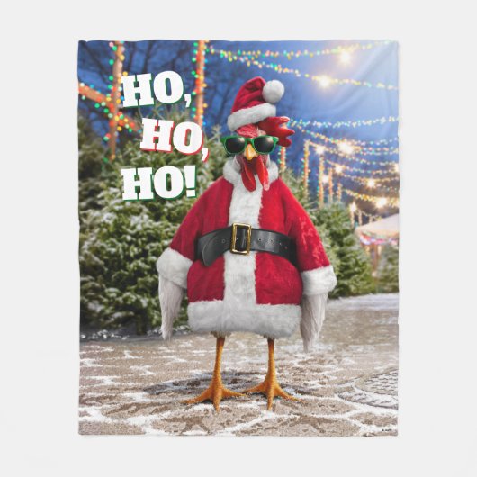 Santa Chicken Fleece Deken (Voorkant)