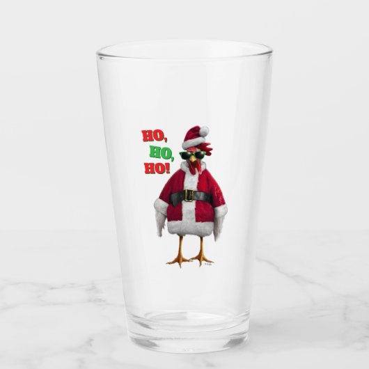 Santa Chicken Glas (Voorkant)
