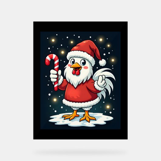 Santa Chicken Joy Acryl Bord (Voorkant)