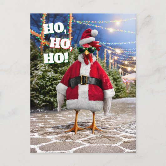 Santa Chicken Uitnodiging Briefkaart (Voorkant)
