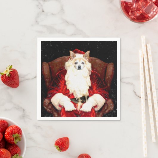 Santa Chihuahua Dog Christmas Schattige Rood Grapp Servet (Insitu)