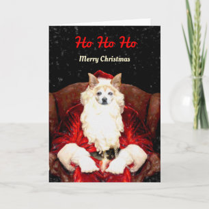 Santa Chihuahua Dog Red Funny Cute Holiday Kaart