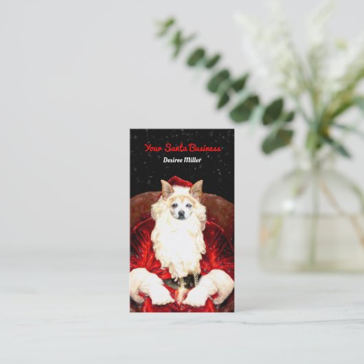 Santa Chihuahua Dog Red Funny Schattigee vakantie  Visitekaartje (Staand voorkant)