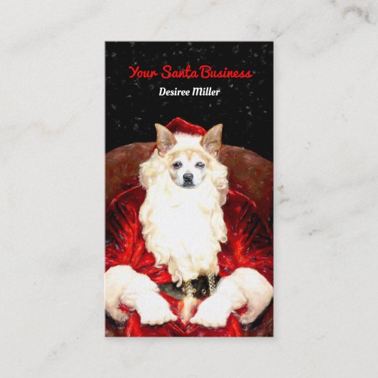 Santa Chihuahua Dog Red Funny Schattigee vakantie  Visitekaartje (Voorkant)